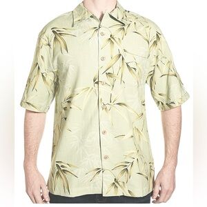 Jamaica Jaxx Island 100% Silk Hawaiian Bamboo Short Sleeve Button Up Shirt, XXL